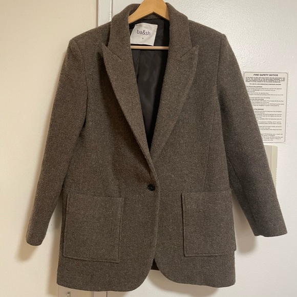 Brown tweed oversized blazer jacket BA&SH - Picture 6 of 7